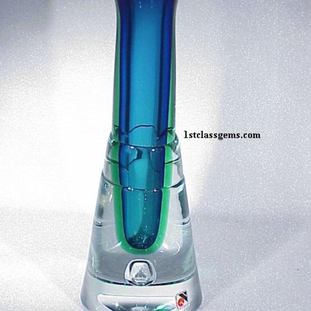 FINAL SALE PRICE Glass Nuvo "Lauren" Handmade Glass Vase in Blue and Green Ombre